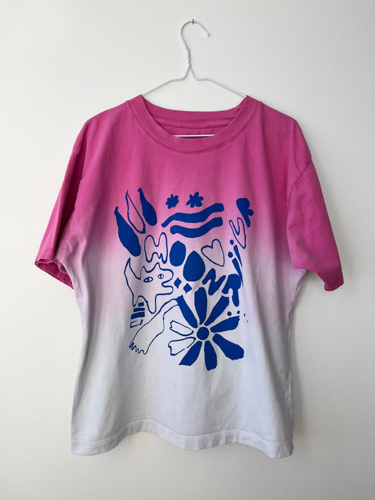 MOONRIIVR - LIMITED EDITION VINTAGE TEE In Blue/Pink Ombre