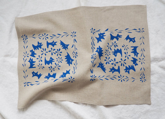 Printed linen tea towel and decor. Designed and handmade in Canada. 